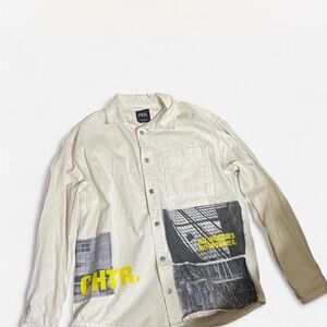Zara Cream Graphic Men's Shirt Jacket